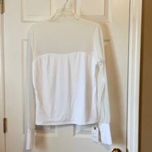PINKMSTYLE Women’s Long Sleeve Upper & Sleeve Sheer Pull Over White Top Size XXL